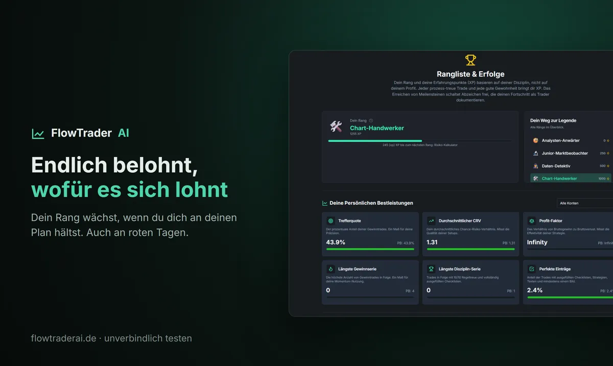Rangliste und Erfolge, dein Rang wächst mit Disziplin statt mit Gewinn
